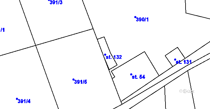 Parcela st. 132 v KÚ Nesvačily u Berouna, Katastrální mapa