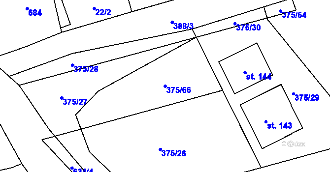 Parcela st. 375/66 v KÚ Nesvačily u Berouna, Katastrální mapa
