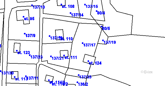 Parcela st. 137/17 v KÚ Nesvačily pod Třemšínem, Katastrální mapa