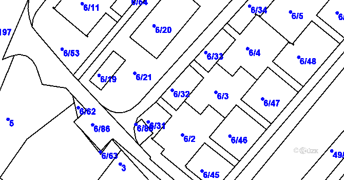 Parcela st. 6/32 v KÚ Neštěmice, Katastrální mapa