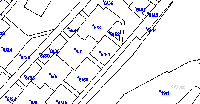 Parcela st. 6/51 v KÚ Neštěmice, Katastrální mapa