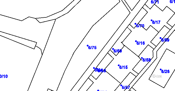 Parcela st. 6/75 v KÚ Neštěmice, Katastrální mapa