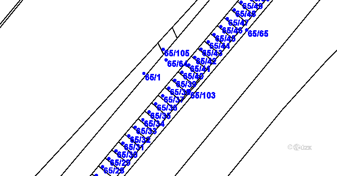 Parcela st. 65/38 v KÚ Neštěmice, Katastrální mapa