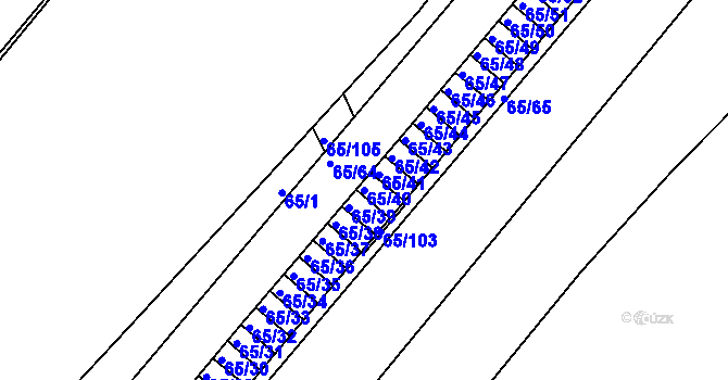 Parcela st. 65/40 v KÚ Neštěmice, Katastrální mapa