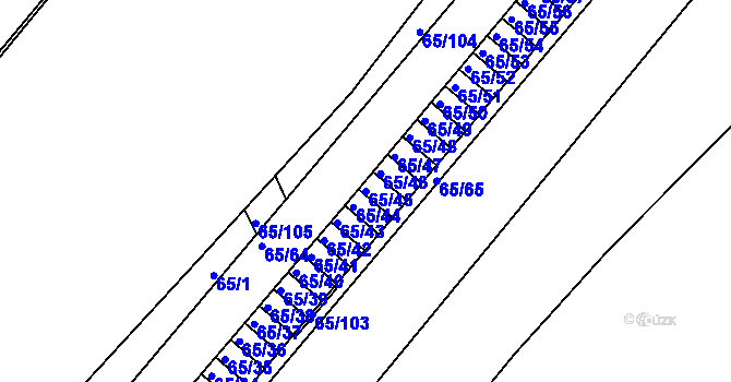 Parcela st. 65/45 v KÚ Neštěmice, Katastrální mapa
