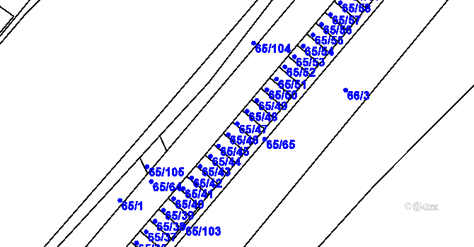 Parcela st. 65/47 v KÚ Neštěmice, Katastrální mapa