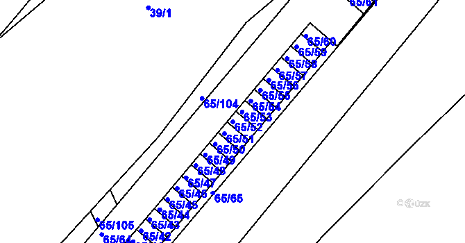 Parcela st. 65/52 v KÚ Neštěmice, Katastrální mapa