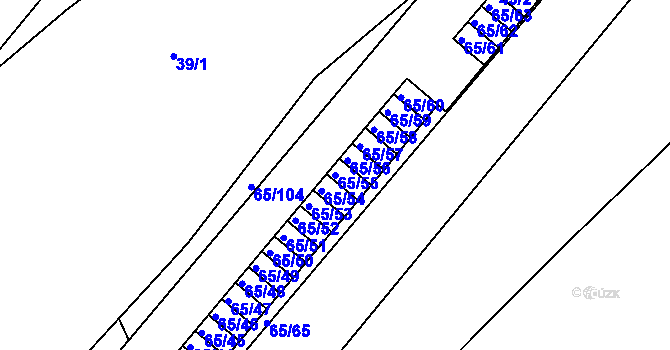 Parcela st. 65/55 v KÚ Neštěmice, Katastrální mapa