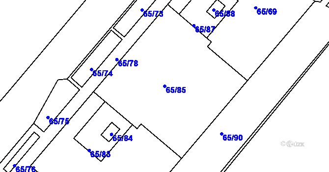 Parcela st. 65/85 v KÚ Neštěmice, Katastrální mapa
