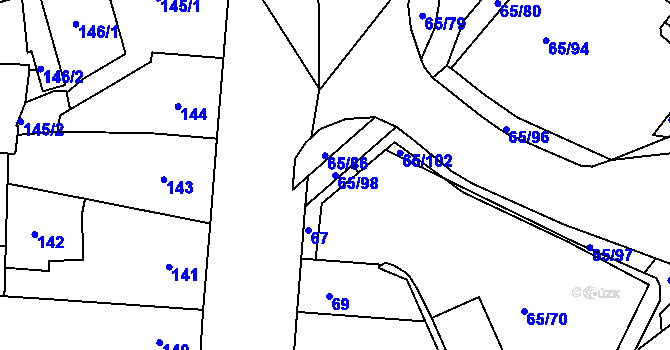 Parcela st. 65/98 v KÚ Neštěmice, Katastrální mapa