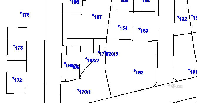 Parcela st. 170/2 v KÚ Neštěmice, Katastrální mapa