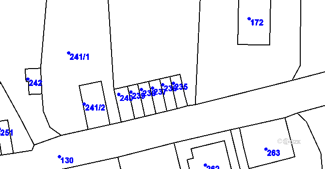Parcela st. 236 v KÚ Neštěmice, Katastrální mapa
