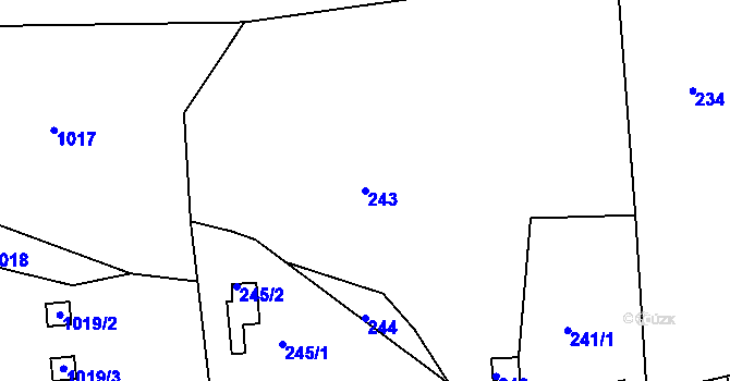 Parcela st. 243 v KÚ Neštěmice, Katastrální mapa