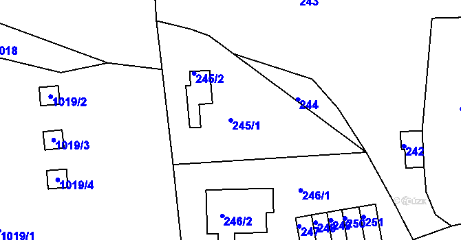 Parcela st. 245/1 v KÚ Neštěmice, Katastrální mapa