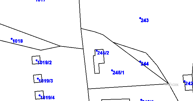 Parcela st. 245/2 v KÚ Neštěmice, Katastrální mapa