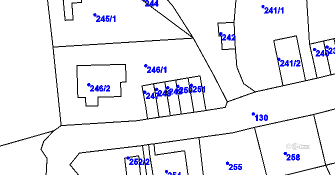Parcela st. 249 v KÚ Neštěmice, Katastrální mapa