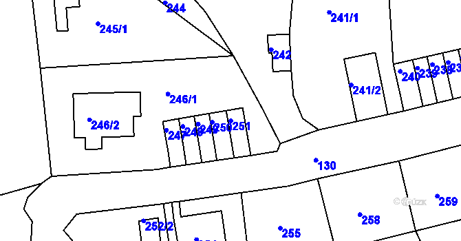 Parcela st. 251 v KÚ Neštěmice, Katastrální mapa
