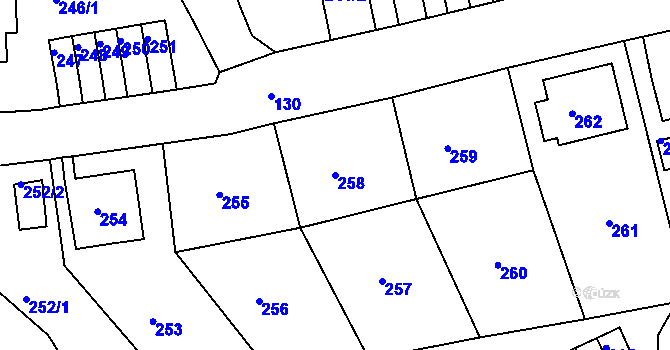 Parcela st. 258 v KÚ Neštěmice, Katastrální mapa