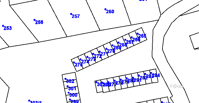 Parcela st. 271 v KÚ Neštěmice, Katastrální mapa