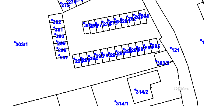 Parcela st. 292 v KÚ Neštěmice, Katastrální mapa