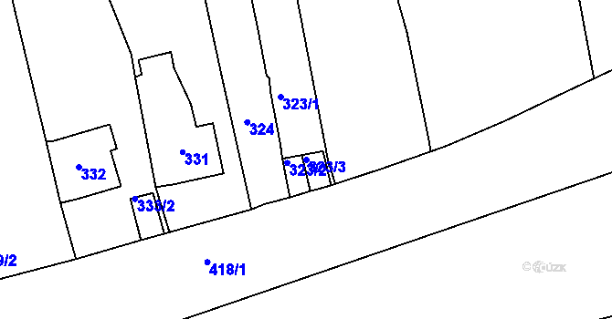 Parcela st. 323/3 v KÚ Neštěmice, Katastrální mapa