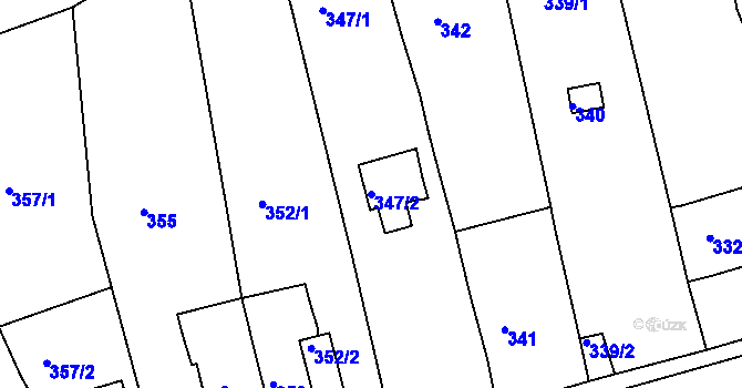 Parcela st. 347/2 v KÚ Neštěmice, Katastrální mapa