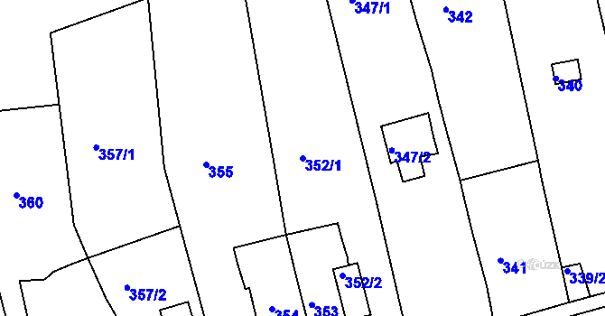 Parcela st. 352/1 v KÚ Neštěmice, Katastrální mapa