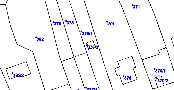 Parcela st. 376/2 v KÚ Neštěmice, Katastrální mapa