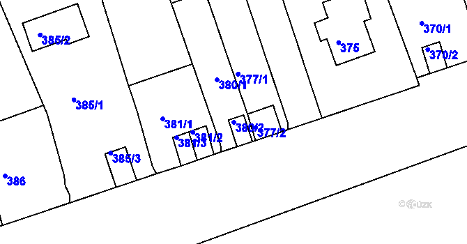 Parcela st. 380/2 v KÚ Neštěmice, Katastrální mapa