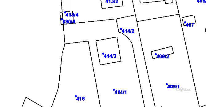 Parcela st. 414/3 v KÚ Neštěmice, Katastrální mapa