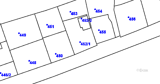 Parcela st. 452/1 v KÚ Neštěmice, Katastrální mapa