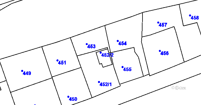 Parcela st. 452/2 v KÚ Neštěmice, Katastrální mapa