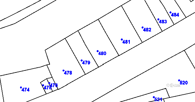 Parcela st. 480 v KÚ Neštěmice, Katastrální mapa