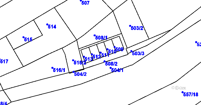 Parcela st. 511 v KÚ Neštěmice, Katastrální mapa