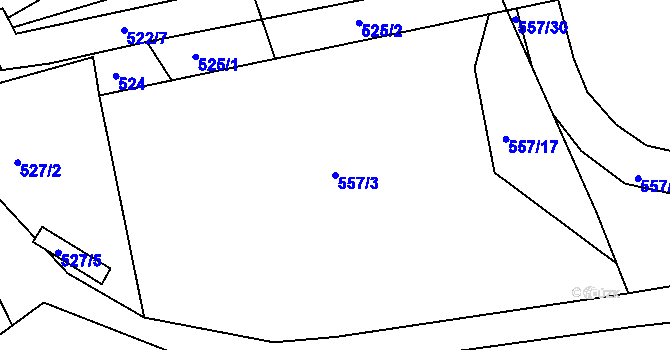 Parcela st. 557/3 v KÚ Neštěmice, Katastrální mapa