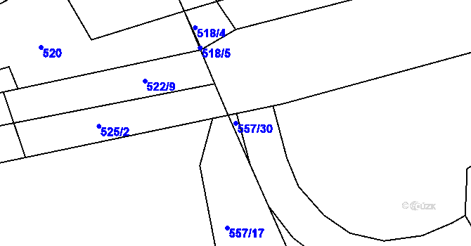 Parcela st. 557/30 v KÚ Neštěmice, Katastrální mapa