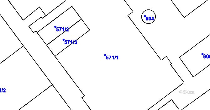 Parcela st. 571/1 v KÚ Neštěmice, Katastrální mapa