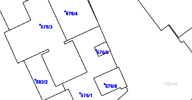 Parcela st. 576/5 v KÚ Neštěmice, Katastrální mapa