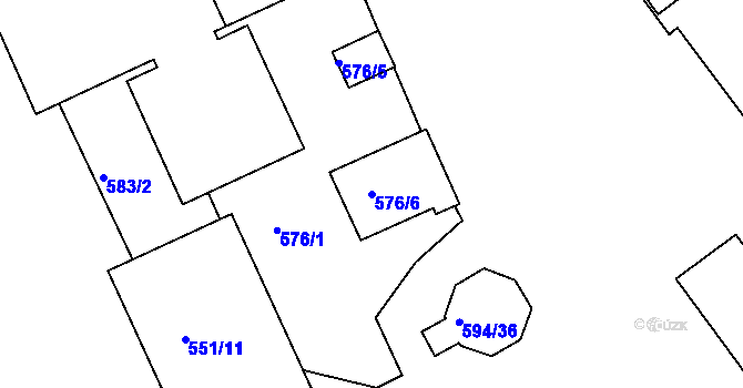 Parcela st. 576/6 v KÚ Neštěmice, Katastrální mapa