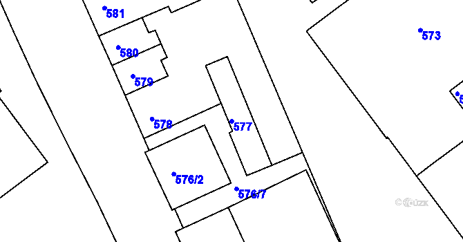 Parcela st. 577 v KÚ Neštěmice, Katastrální mapa