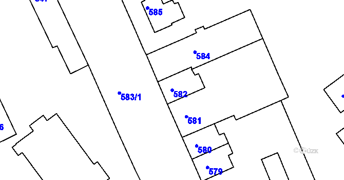 Parcela st. 582 v KÚ Neštěmice, Katastrální mapa