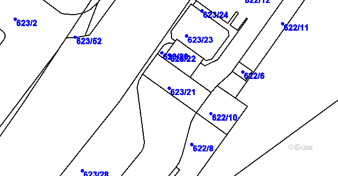 Parcela st. 623/21 v KÚ Neštěmice, Katastrální mapa