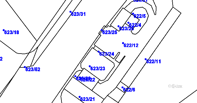 Parcela st. 623/24 v KÚ Neštěmice, Katastrální mapa