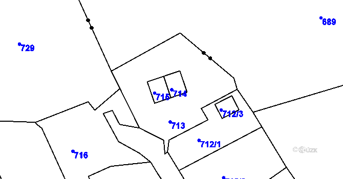 Parcela st. 714 v KÚ Neštěmice, Katastrální mapa