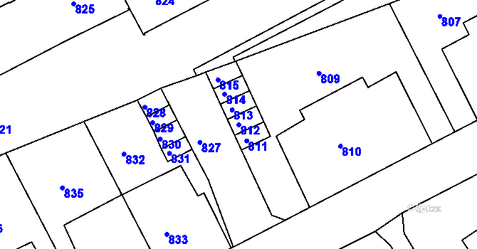 Parcela st. 812 v KÚ Neštěmice, Katastrální mapa