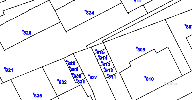 Parcela st. 815 v KÚ Neštěmice, Katastrální mapa