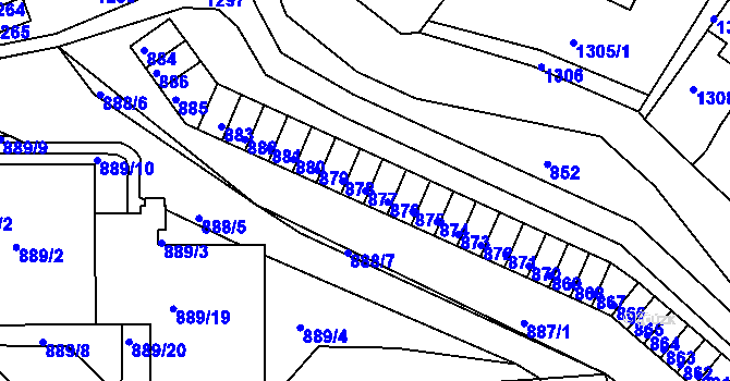 Parcela st. 877 v KÚ Neštěmice, Katastrální mapa