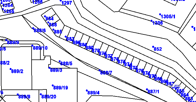 Parcela st. 878 v KÚ Neštěmice, Katastrální mapa