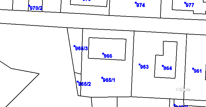Parcela st. 966 v KÚ Neštěmice, Katastrální mapa