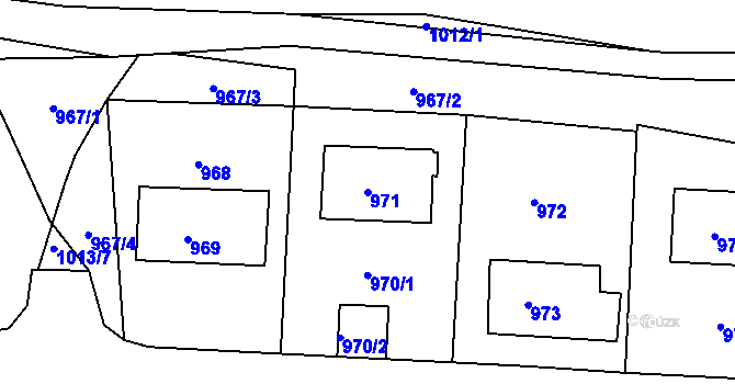 Parcela st. 971 v KÚ Neštěmice, Katastrální mapa